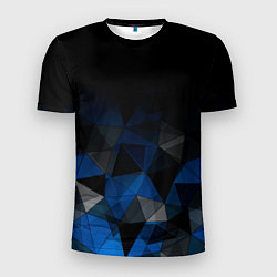 Мужская спорт-футболка Черно-синий геометрический