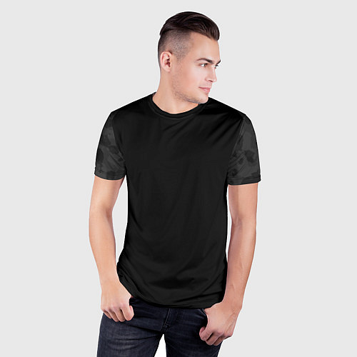Мужская спорт-футболка Кроссфит униформа - черный камуфляж / 3D-принт – фото 3