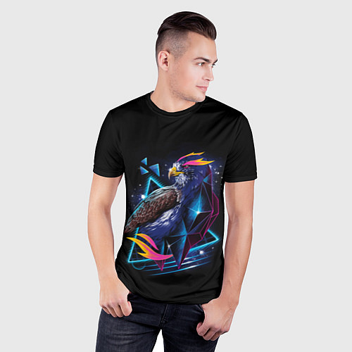 Мужская спорт-футболка Неоновая птица - Арт / 3D-принт – фото 3