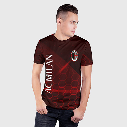 Мужская спорт-футболка Ac milan Соты / 3D-принт – фото 3