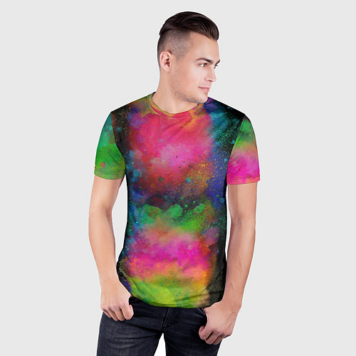 Мужская спорт-футболка Разноцветные брызги кляксы / 3D-принт – фото 3