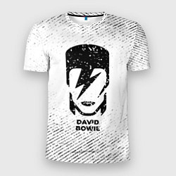 Футболка спортивная мужская David Bowie с потертостями на светлом фоне, цвет: 3D-принт