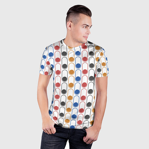 Мужская спорт-футболка Узор из разноцветных суперэллипсов прямоугольников / 3D-принт – фото 3