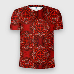 Мужская спорт-футболка Красные абстрактные круглые узоры