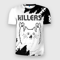 Футболка спортивная мужская The Killers рок кот на светлом фоне, цвет: 3D-принт