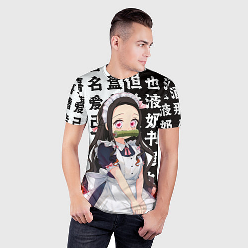 Мужская спорт-футболка Незуко горничная - Клинок рассекающий демонов / 3D-принт – фото 3