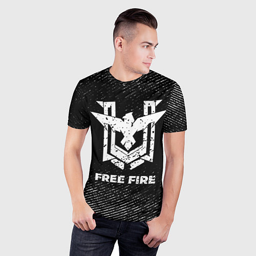 Мужская спорт-футболка Free Fire с потертостями на темном фоне / 3D-принт – фото 3