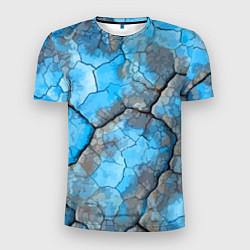 Мужская спорт-футболка Растрескавшаяся поверхность голубого цвета