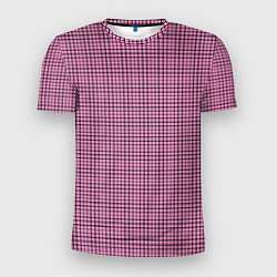 Мужская спорт-футболка Мелкая черно-розовая клетка