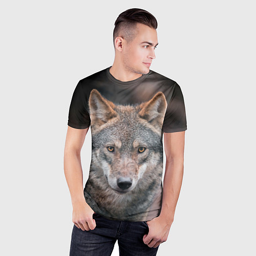 Мужская спорт-футболка Волк с грустными глазами / 3D-принт – фото 3