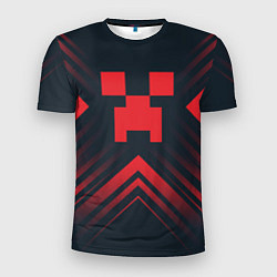 Футболка спортивная мужская Красный символ Minecraft на темном фоне со стрелка, цвет: 3D-принт