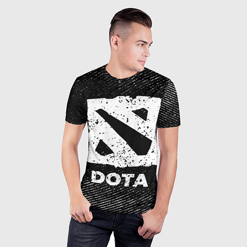 Мужская спорт-футболка Dota с потертостями на темном фоне / 3D-принт – фото 3