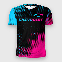 Футболка спортивная мужская Chevrolet - neon gradient: символ сверху, цвет: 3D-принт