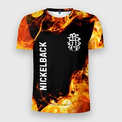 Футболка спортивная мужская Nickelback и пылающий огонь, цвет: 3D-принт