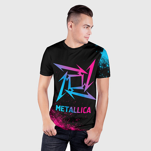 Мужская спорт-футболка Metallica - neon gradient / 3D-принт – фото 3
