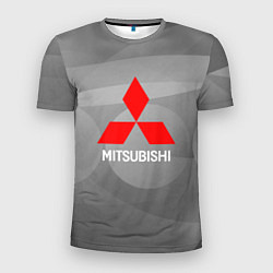 Футболка спортивная мужская Mitsubishi - серая с кружочками абстракция, цвет: 3D-принт