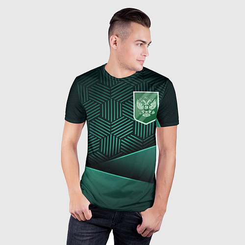 Мужская спорт-футболка Зеленый герб России / 3D-принт – фото 3