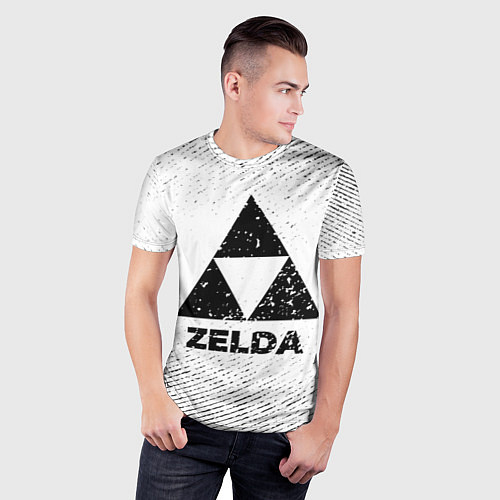 Мужская спорт-футболка Zelda с потертостями на светлом фоне / 3D-принт – фото 3