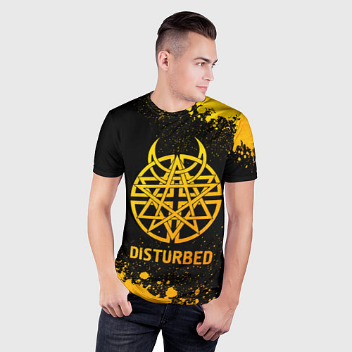 Мужская спорт-футболка Disturbed - gold gradient / 3D-принт – фото 3