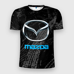 Футболка спортивная мужская Mazda - следы шин, цвет: 3D-принт