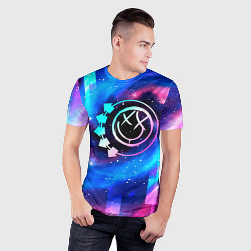 Мужская спорт-футболка Blink 182 неоновый космос / 3D-принт – фото 3