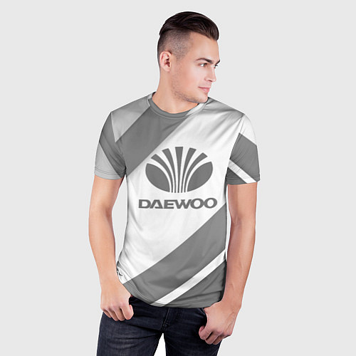 Мужская спорт-футболка Daewoo - серые полосы / 3D-принт – фото 3