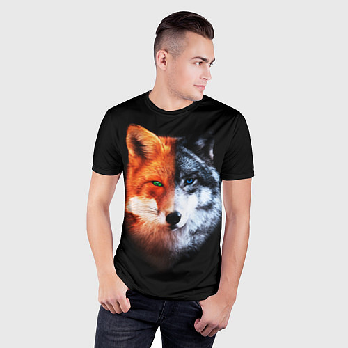Мужская спорт-футболка Волк и Лисица / 3D-принт – фото 3