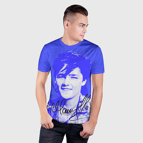 Мужская спорт-футболка Юрий Шатунов в детстве - автограф / 3D-принт – фото 3