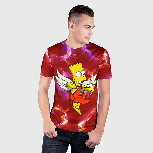 Мужская спорт-футболка Барт Симпсон стреляет из лука в сердце / 3D-принт – фото 3