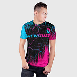 Футболка спортивная мужская Renault - neon gradient: символ сверху, цвет: 3D-принт — фото 2