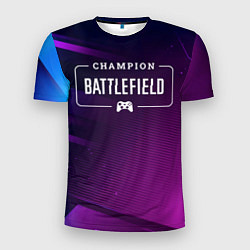 Футболка спортивная мужская Battlefield gaming champion: рамка с лого и джойст, цвет: 3D-принт
