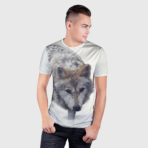 Мужская спорт-футболка Волк зимой / 3D-принт – фото 3