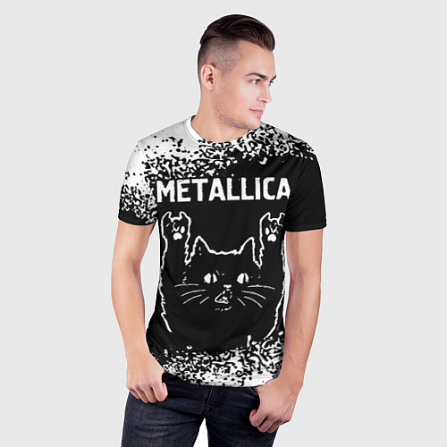Мужская спорт-футболка Группа Metallica и рок кот / 3D-принт – фото 3
