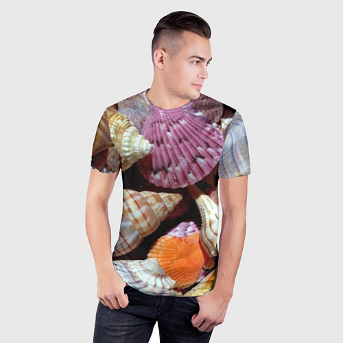 Мужская спорт-футболка Композиция из океанских ракушек / 3D-принт – фото 3