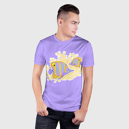 Мужская спорт-футболка Экзотические рыбки Бабочка / 3D-принт – фото 3