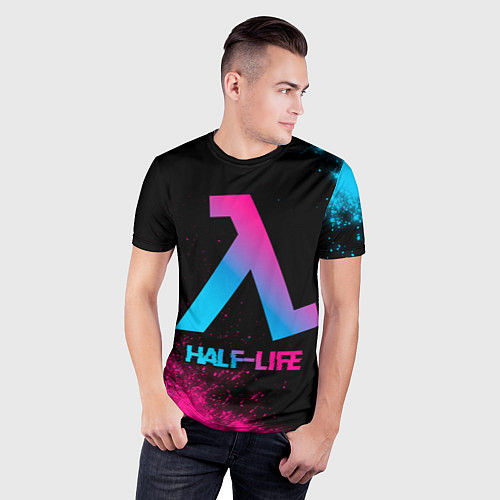 Мужская спорт-футболка Half-Life - neon gradient / 3D-принт – фото 3