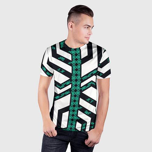 Мужская спорт-футболка Киберпанк сеть / 3D-принт – фото 3