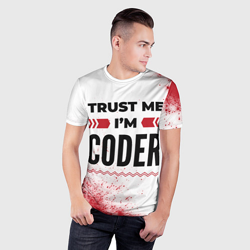 Мужская спорт-футболка Trust me Im coder white / 3D-принт – фото 3