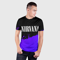 Футболка спортивная мужская Nirvana purple grunge, цвет: 3D-принт — фото 2