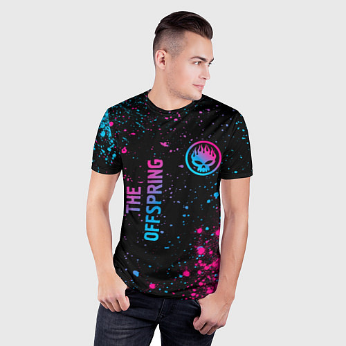 Мужская спорт-футболка The Offspring - neon gradient: надпись, символ / 3D-принт – фото 3