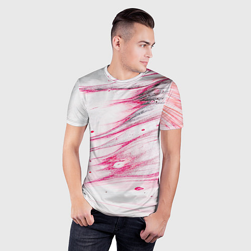 Мужская спорт-футболка Красные разводы / 3D-принт – фото 3
