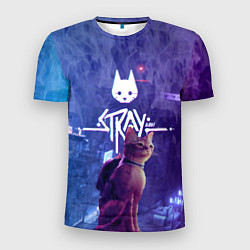 Футболка спортивная мужская Stray - kot - neon, цвет: 3D-принт