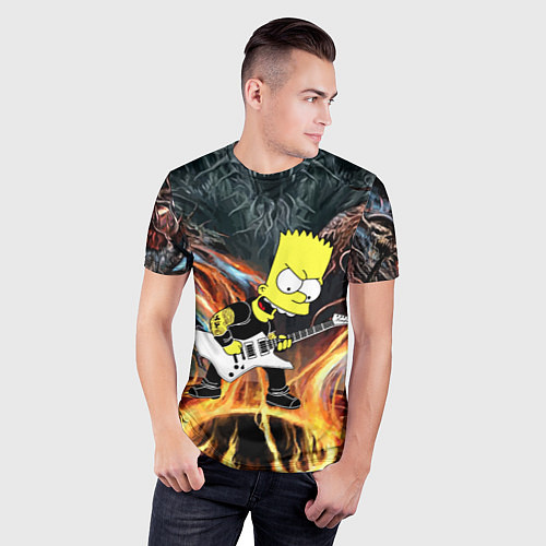 Мужская спорт-футболка Барт Симпсон - соло на гитаре / 3D-принт – фото 3