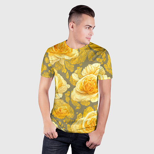 Мужская спорт-футболка Яркие желтые бутоны / 3D-принт – фото 3
