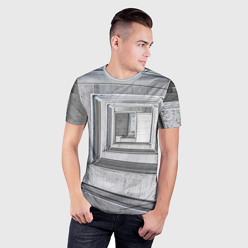 Мужская спорт-футболка Абстрактная спираль из блоков / 3D-принт – фото 3