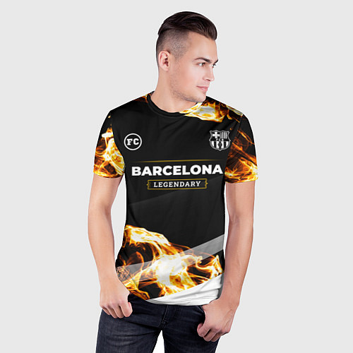Мужская спорт-футболка Barcelona legendary sport fire / 3D-принт – фото 3