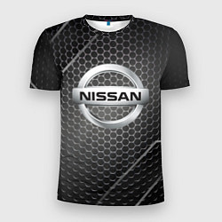 Футболка спортивная мужская Nissan метал карбон, цвет: 3D-принт