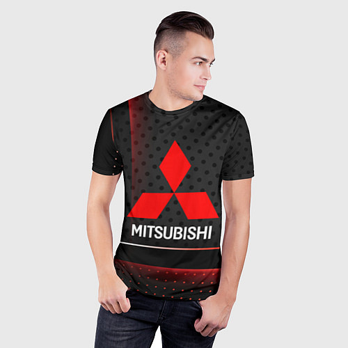 Мужская спорт-футболка Mitsubishi Абстракция карбон / 3D-принт – фото 3