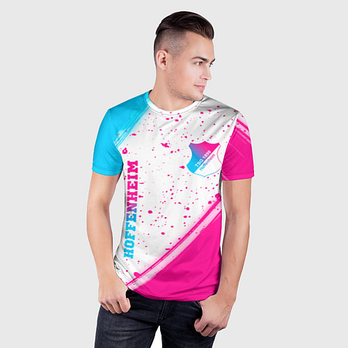 Мужская спорт-футболка Hoffenheim neon gradient style: надпись, символ / 3D-принт – фото 3