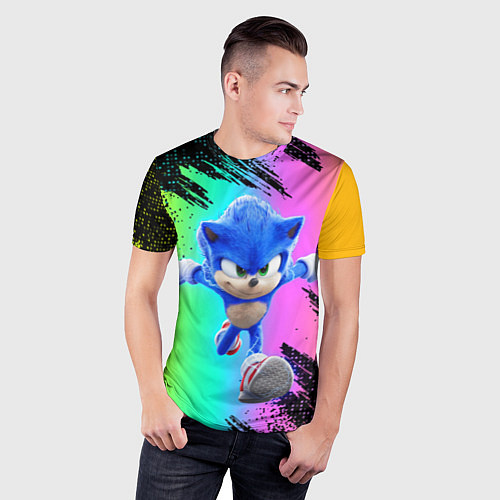 Мужская спорт-футболка Sonic neon / 3D-принт – фото 3